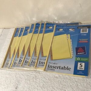 Avery Insertable 5 tab Dividers with Yellow Tabs 5 1/2 in x 8 1/2 in (8 pk)